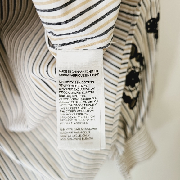 Chico's Poplin Embroidered Stripe Tunic size 12 XL - Picture 6 of 8